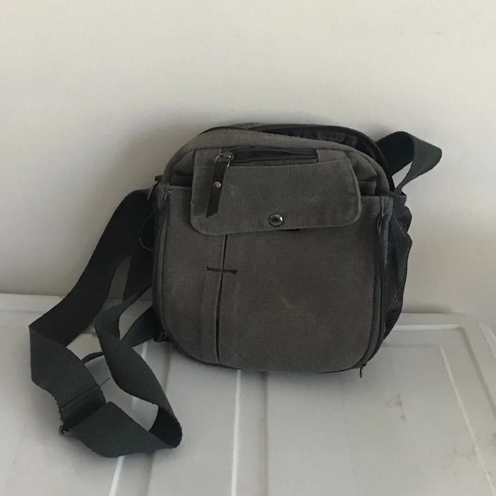 Gray Men's Crossbody Bag camping, travel utility